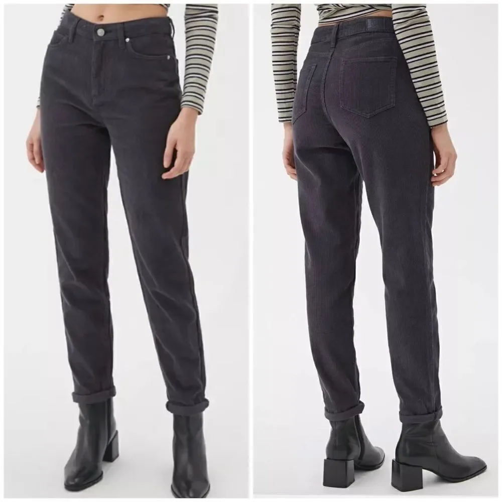 BDG Dark Navy Corduroy High Rise Mom Pants